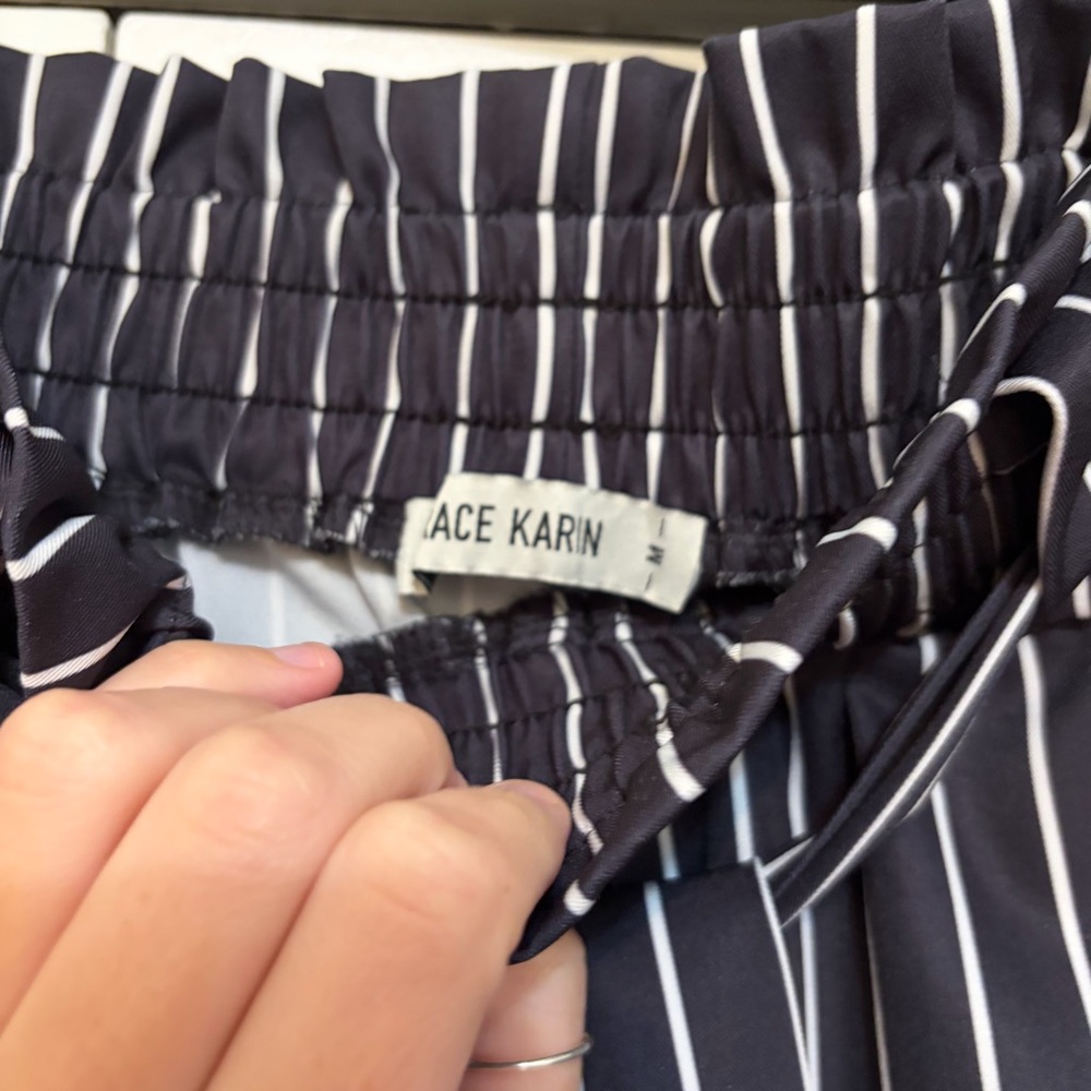 Grace Karin Black Pinstripe Paperbag Waist Trousers - Picture 4 of 5
